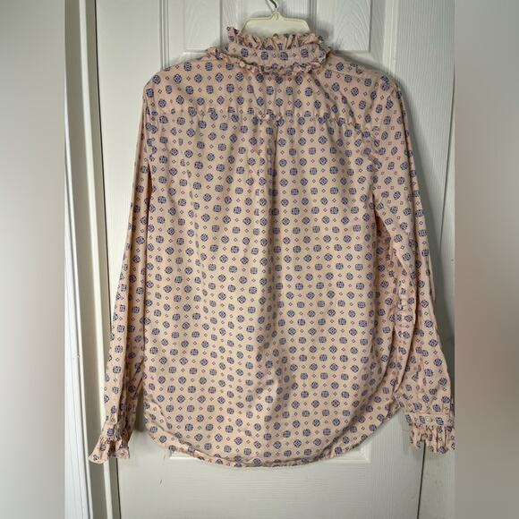 J Crew Prairie Light Pink Blue Printed Preppy Button Front Cotton Shirt 10 - Picture 6 of 6